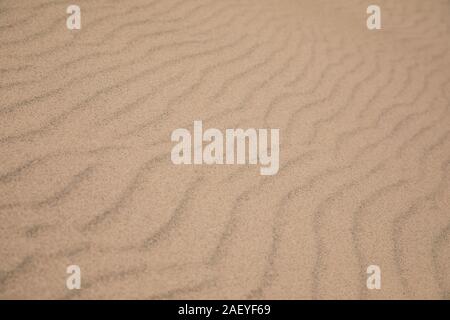 Ripples left by the sea on a sand beach. Background with shallow depth of field. Stock Photo