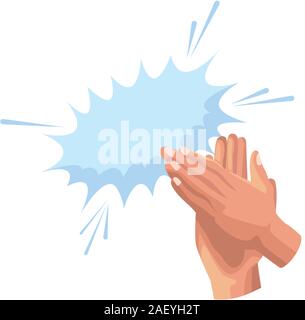 Hands clapping with burst effect icon Stock Vector