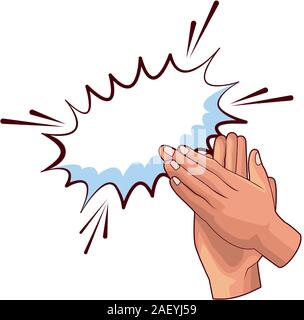 Hands clapping with burst effect icon, colorful design Stock Vector