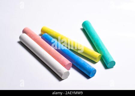 colored chalk for drawing on a white background Stock Photo