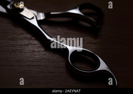 professional scissors on black background Stock Photo