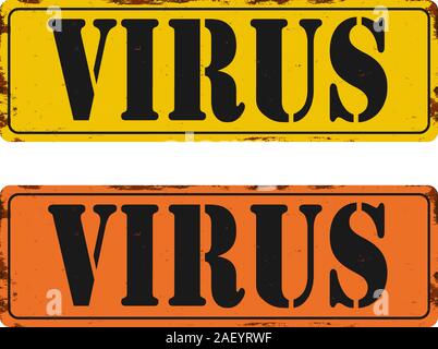 Computer virus alert, grungy sign, vector on a white background Stock Vector