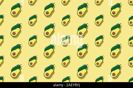 Avocado Seamless Texture on light yellow Stock Vector