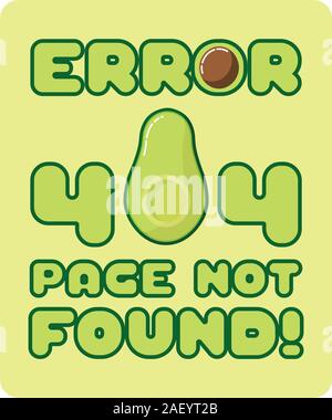 Error 404 page not found Avocado theme Stock Vector