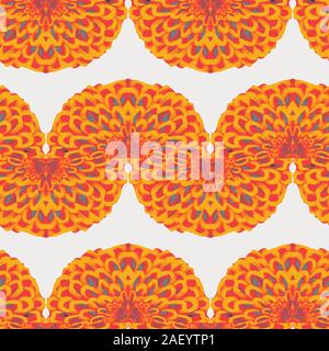 Funky Bright Orange Floral Chevron Graphic Motif Stock Vector