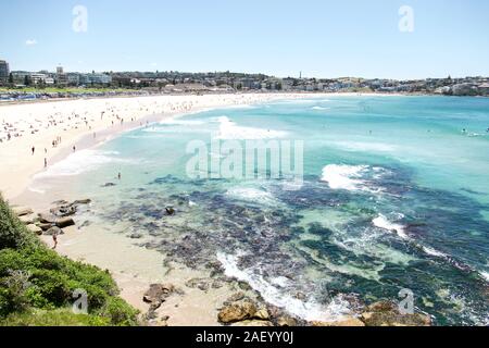 Bondi Beach in Sydney, Australia. Idyllic beach in the eastern suburbs of Sydney. Stock Photo
