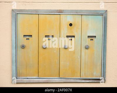 Old outdoors Mailboxes Stock Photo