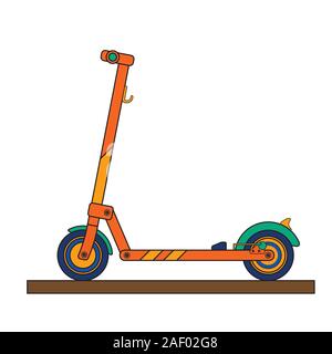Modern electric scooter drawn in a flat style. Stock Vector