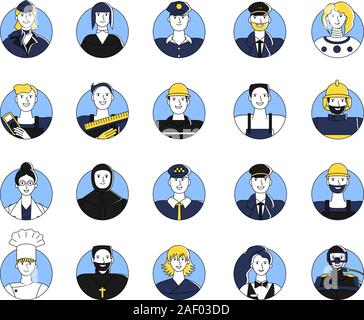 Collection of female and male workers of different professions. Bundle of people of various occupations in suites. Isolated on white background. Flat Stock Vector