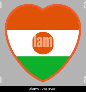 Niger Flag In Heart Shape Vector. Stock Vector