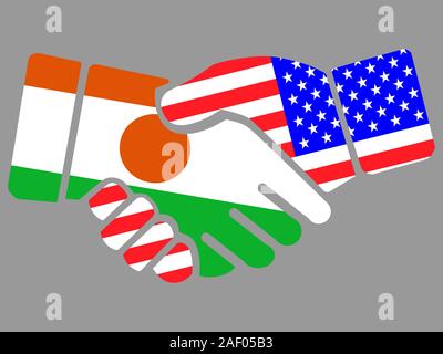 Niger and USA flags Handshake vector Stock Vector