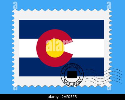 U.S. state of Colorado Flag with Postage Stamp Vector illustration Eps 10 Stock Vector