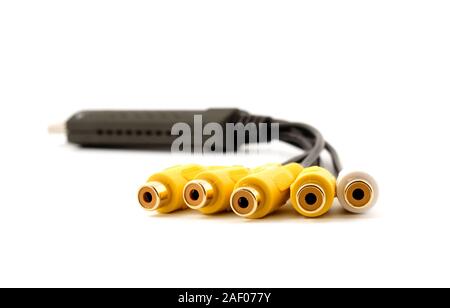 USB video audio capture adapter VHS to DVD hdd tv card on a white background Stock Photo