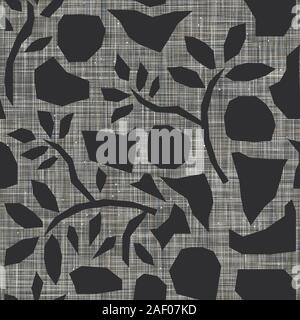 Cut out shapes on linen texture seamless pattern Stock Vector