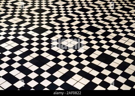 Black and white retro style tile floor Stock Photo