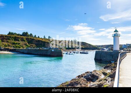 Port of Sauzon in France on the island Belle ile en Mer in the Morbihan Stock Photo