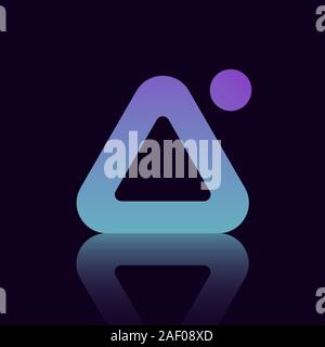 Letters A and I, curve rounded logo, gradient vibrant colorful glossy colors on black background with reflection