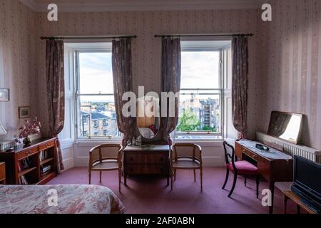 Bedroom of a B&B in a Georgian house in Moray Place , Edinburgh, Scotland, UK Stock Photo