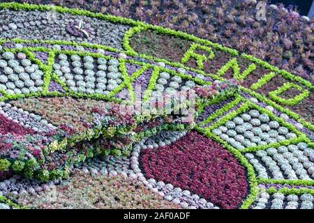 Floral Clock, Large-scale, decorative timepiece in West Princes Street Gardens, Edinburgh, Scotland, UK Stock Photo