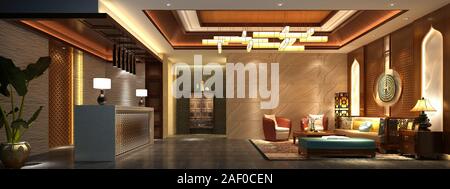 3d render of luxury hotel reception lobby Stock Photo - Alamy