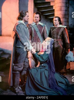 THE THREE MUSKETEERS 1948 MGM film with Lana Turner and from left: Gig Young, Van Heflin, Gene Kelly Stock Photo