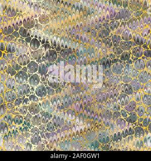 Colorful combed hand marbled texture with gold Stock Vector