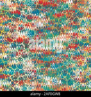 Colorful combed hand marbled texture with gold Stock Vector