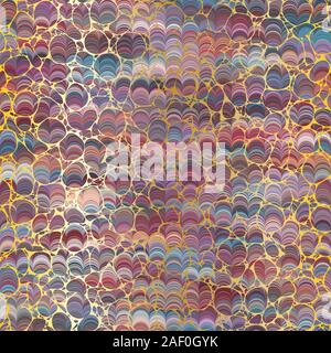 Colorful combed hand marbled texture with gold Stock Vector