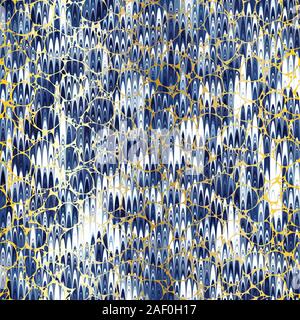 Colorful combed hand marbled texture with gold Stock Vector