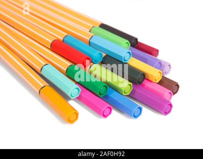 multicolor markers isolated on white background Stock Photo