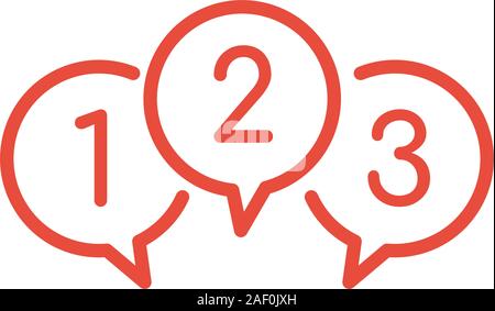 Chat bubbles with numbers 1 2 and 3, balloons text with digits. Stock Vector illustration isolated on white background. Stock Vector