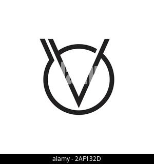 letter ov simple geometric logo vector Stock Vector