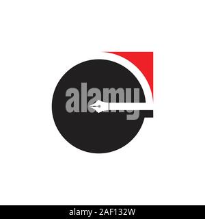 letter e negative space pen writer education symbol vector Stock Vector