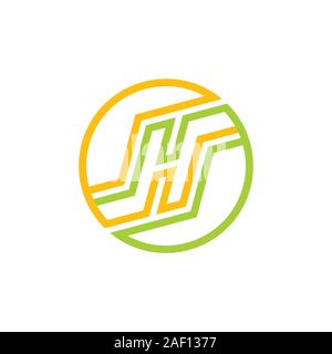 letter h stripes line geometric circle logo vector Stock Vector