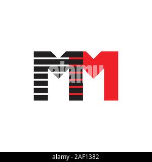 letter mm stripes motion shadow logo vector Stock Vector