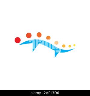 waves river bridge sun design logo vector Stock Vector
