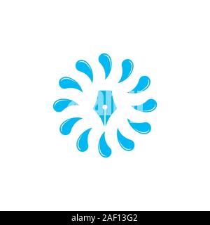 pen drawing ink creative colorful logo vector Stock Vector