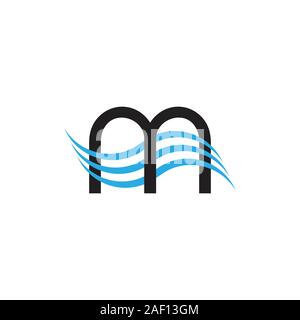 letter m stripes waves design symbol vector Stock Vector