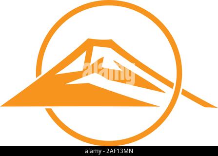 mountain sun overlapping flat monogram logo vector Stock Vector