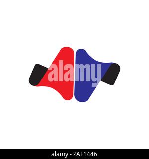 3d opposite direction arrow logo vector Stock Vector