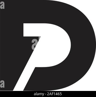 letter dp simple geometric arrow negative space logo vector Stock Vector