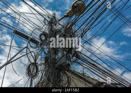 A Gordian Knot tangle of wires. Stock Photo