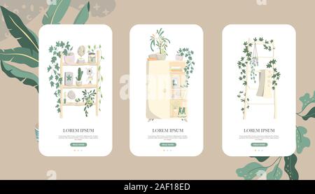 Classic living room home interior design banner. Mobile UI UX GUI template, app interface wireframe. Page Website conept. Comfortable armchair with a Stock Vector