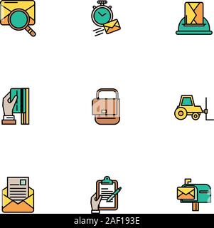 bundle of postal service icons Stock Vector