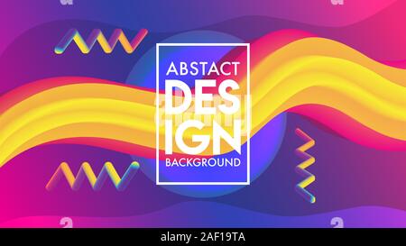 Colorful Abstract Blend Background Design Template, Wave Backgroud Design Concept, Orange and Pinky Wavy Element, Purple Violet Blue Gradation Stock Vector