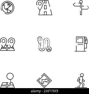 bundle of maps and navigation icons Stock Vector
