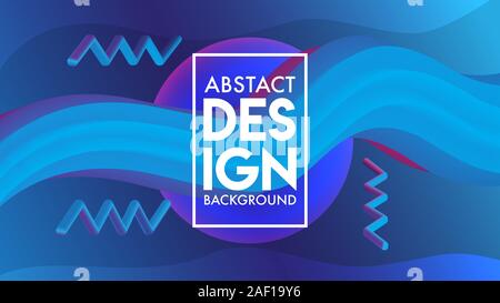 Colorful Abstract Blend Background Design Template, Wave Backgroud Design Concept, Blue Violet Wavy Element, Purple Violet Blue Gradation Stock Vector