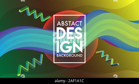 Colorful Abstract Blend Background Design Template, Wave Backgroud Design Concept, Green Blue Purple Gradation Wavy Element, Dark Green Gradient Stock Vector