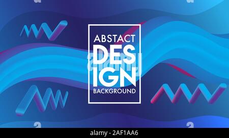 Colorful Abstract Blend Background Design Template, Wave Backgroud Design Concept, Blue Violet Wavy Element, Purple Violet Blue Gradation Stock Vector