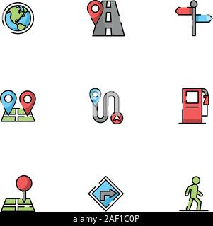 bundle of maps and navigation icons Stock Vector